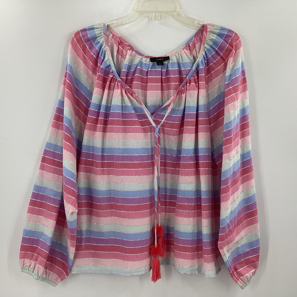*** J. Crew Pink and Blue Striped Blouse *** l